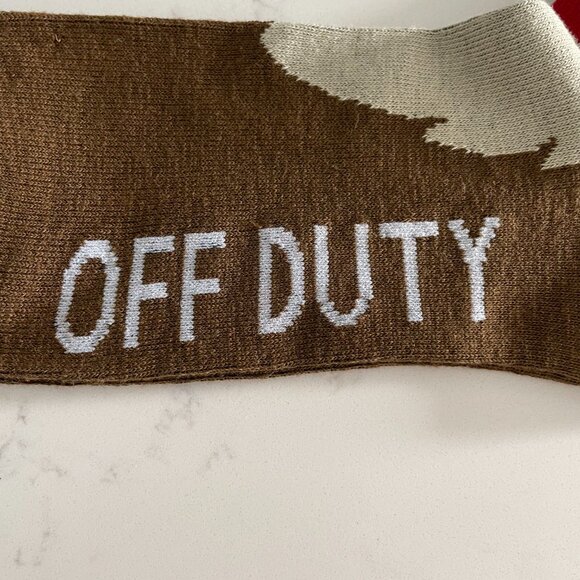 Off Duty Rudolph Festive Novelty Crew Socks Brown Navy Cream Red Yellow OS NWOT - Picture 3 of 7